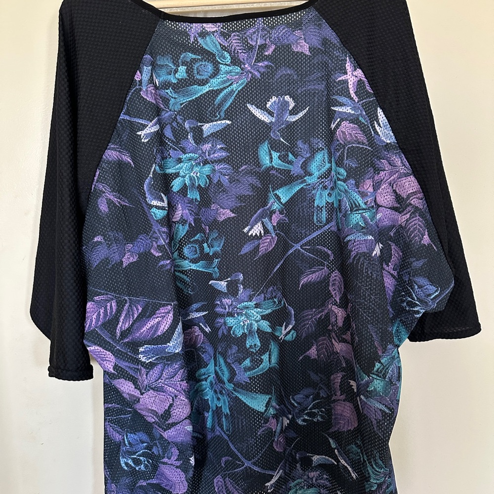 BlackMilk Midnight Hummingbird Active 3/4 sleeve Mesh Top